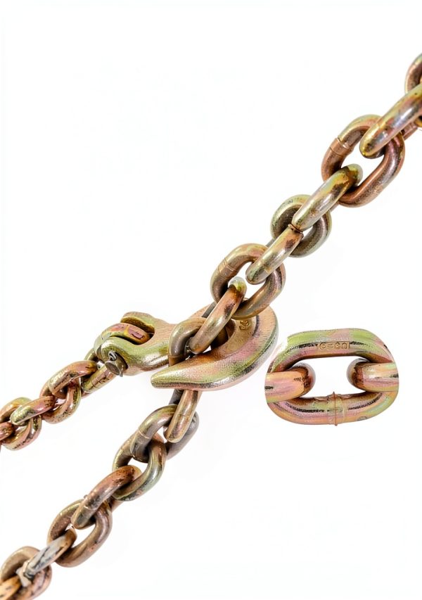 VEVOR 7100 LBS Transport Binder Chain, 3/8"x20' G80 Tow Chain with Grab Hooks, Galvanized Manganese Steel, DOT Certified, 2 Pack for Dock Factory Construction Site-2