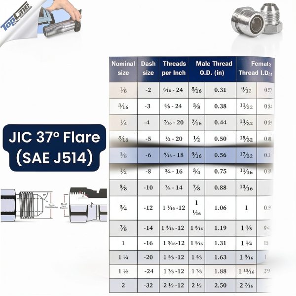 3/8" Hydraulic Hose TL Topline 18in Female JIC x Male JIC 7,250 PSI-3
